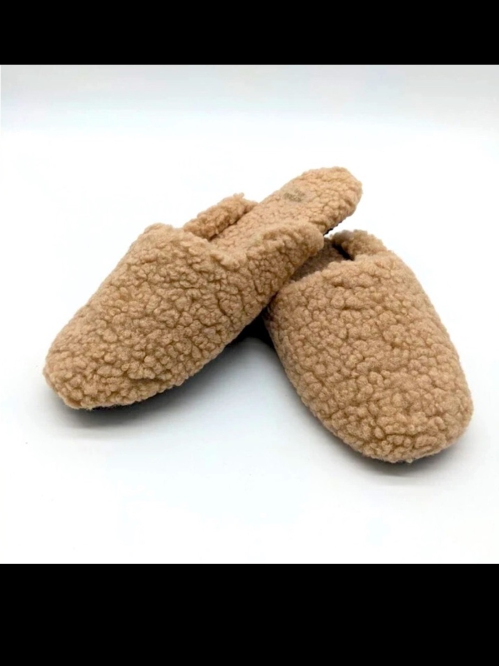 Alfani Shearling Slide Boxed Slipper. Toffee Latte (tan). Size L (9/10). NIB